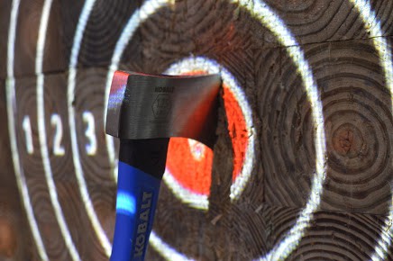 axe in bullseye of target