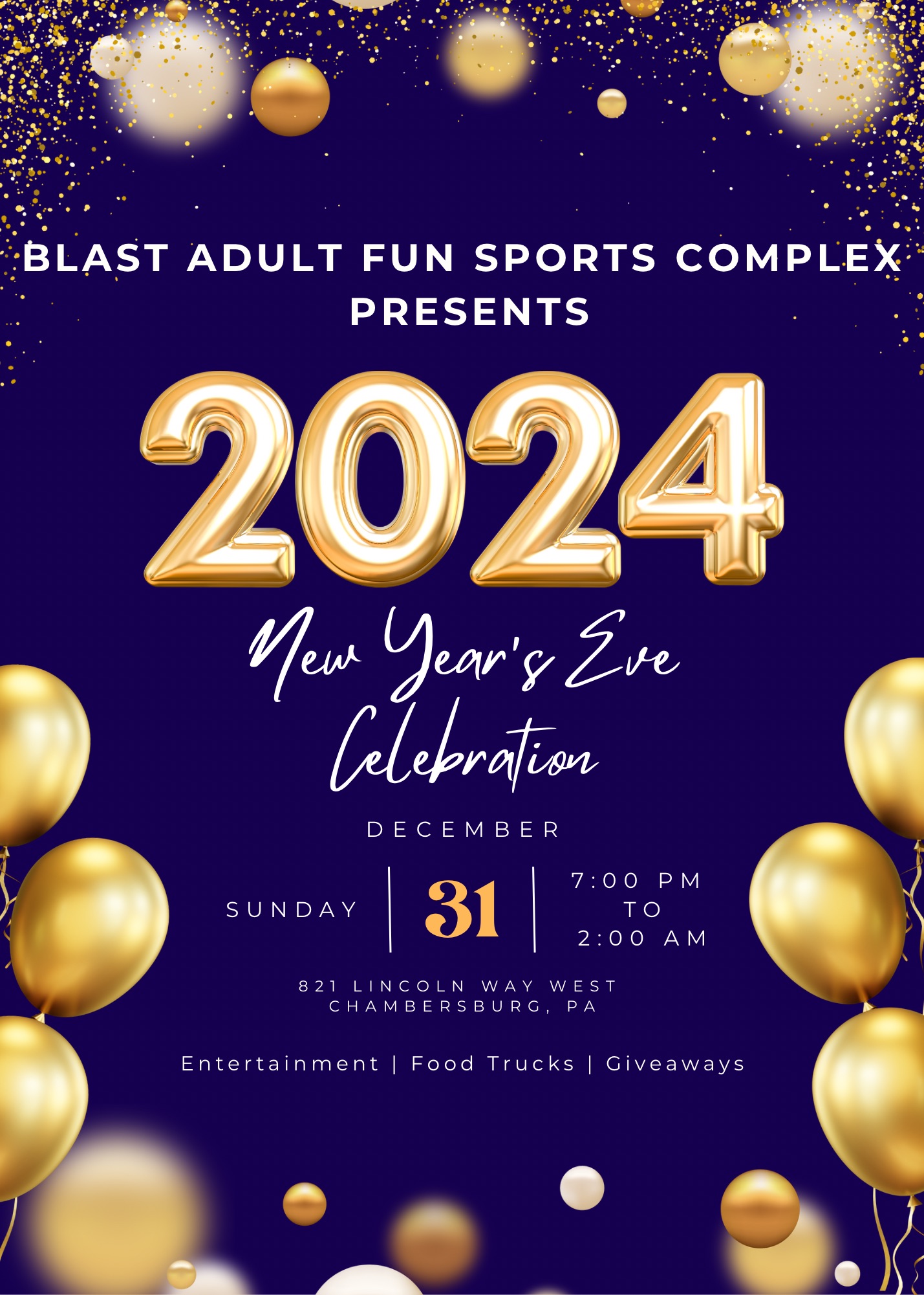 New Year's Eve Party at Blast Sports Complex in West Chambersburg